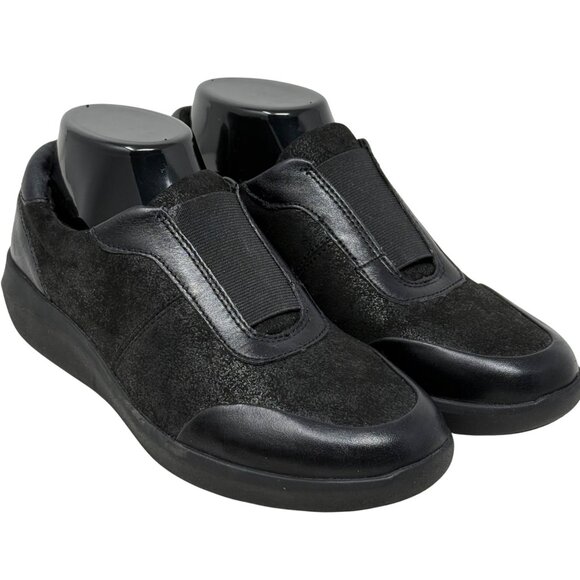 Clarks Kayleigh Peak Black Slip On Womens Loafers Textile Leather 7.5M NEW - Picture 2 of 11